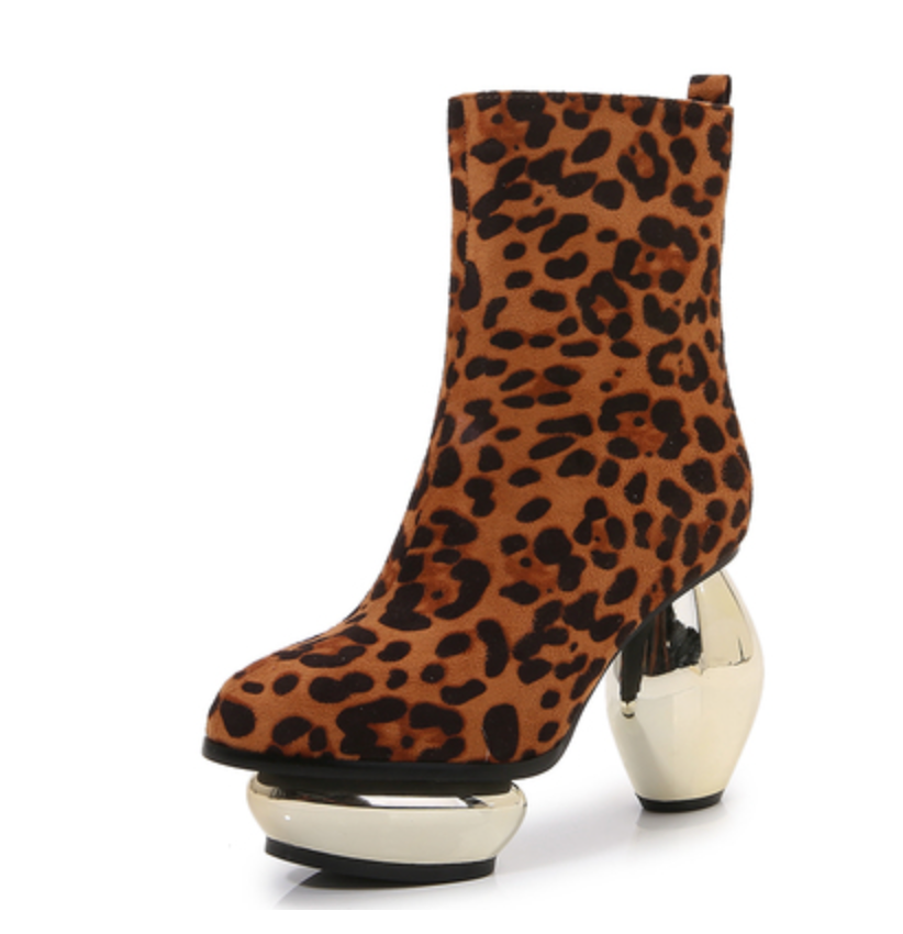patent leather ankle boots with sculptural round heels - LONNEE