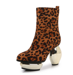 patent leather ankle boots with sculptural round heels - LONNEE