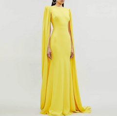 sleeveless column gown with floor-length cape – Tianna