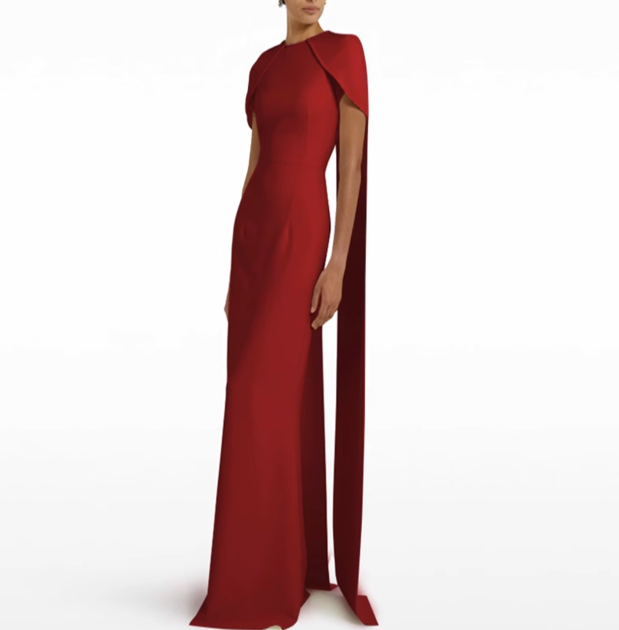 cape-sleeve column gown in ivory – Thuna