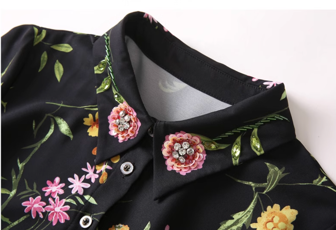 collared floral-print belted maxi dress – Tetyana