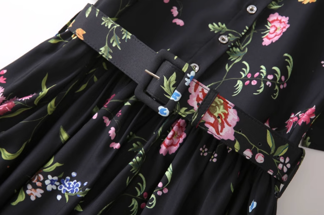 collared floral-print belted maxi dress – Tetyana