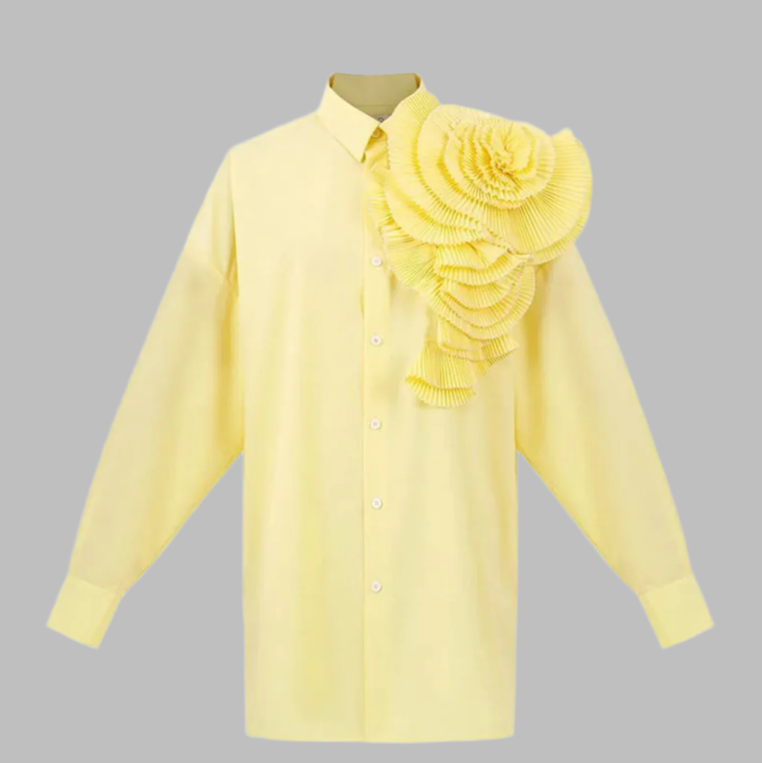 long-sleeve shirt with oversized pleated shoulder detail – Tavvi