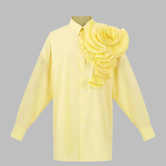 long-sleeve shirt with oversized pleated shoulder detail – Tavvi
