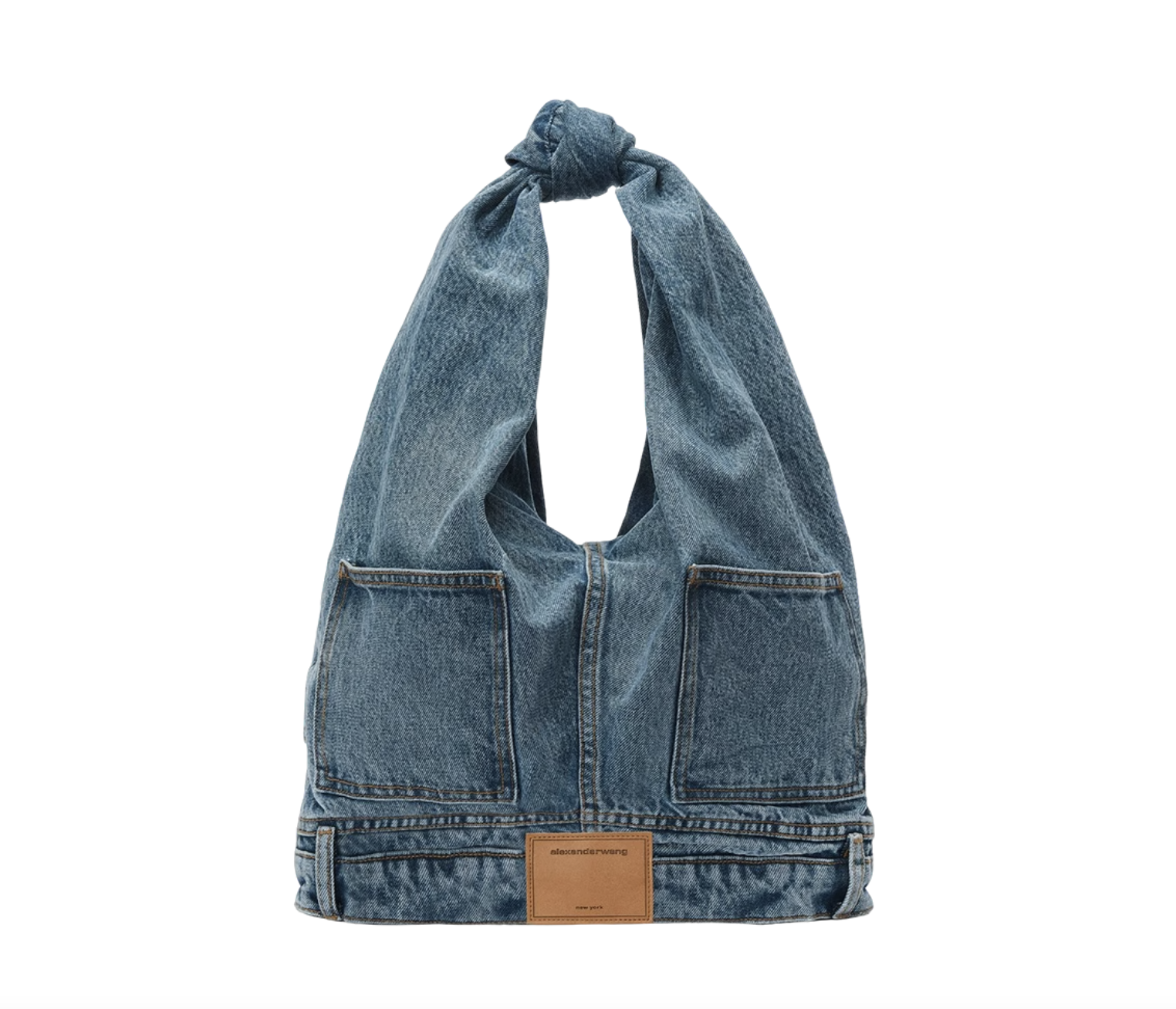 denim knot-handle shoulder bag - Tehzeeb
