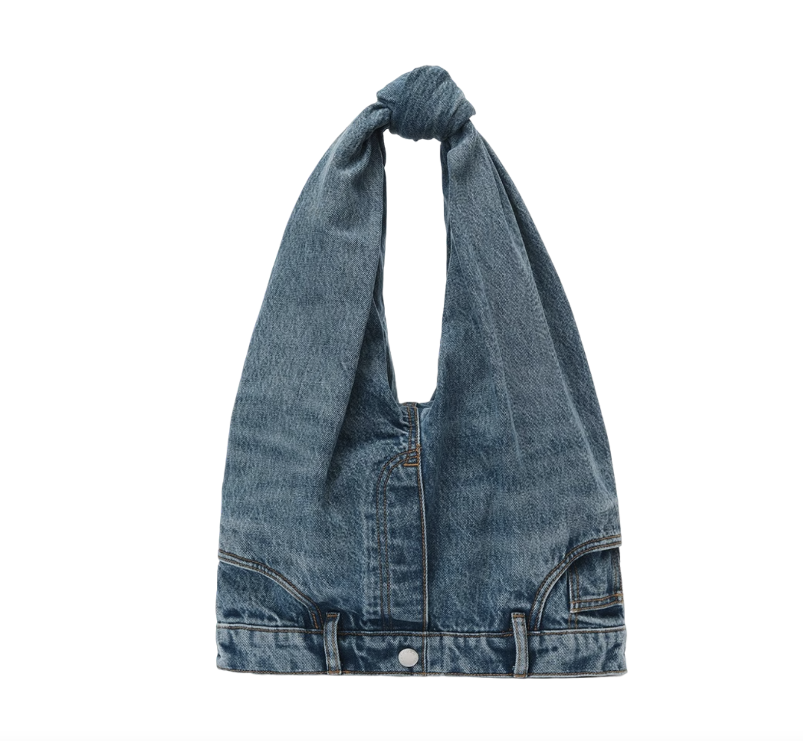 denim knot-handle shoulder bag - Tehzeeb
