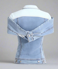 off-shoulder sleeveless denim jacket - Evienne