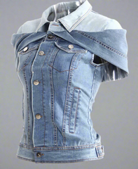 off-shoulder sleeveless denim jacket - Evienne