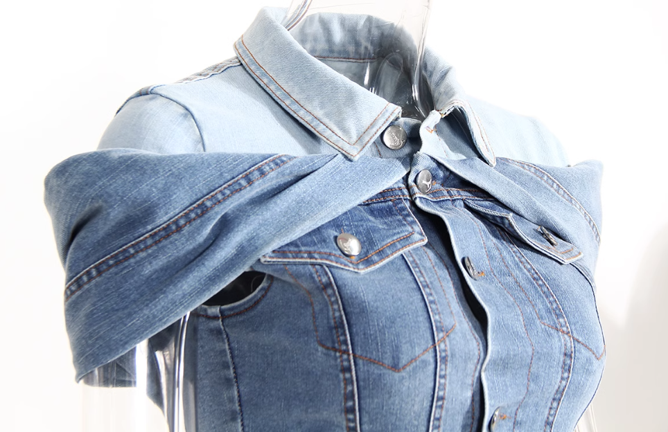 off-shoulder sleeveless denim jacket - Evienne