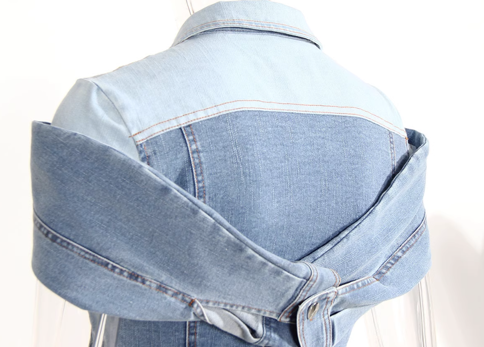 off-shoulder sleeveless denim jacket - Evienne
