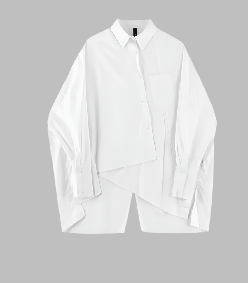 asymmetrical oversized shirt with draped hem - Taura