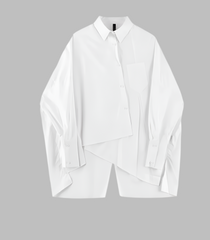 asymmetrical oversized shirt with draped hem - Taura