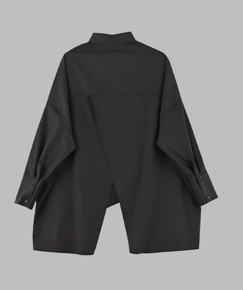 asymmetrical oversized shirt with draped hem - Taura