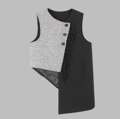 sleeveless asymmetric vest with contrast panel - Tanaquil