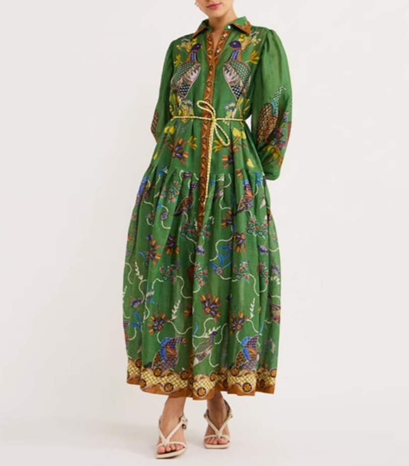 embroidered shirt dress with peacock motif – Edwardx