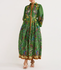 embroidered shirt dress with peacock motif – Edwardx