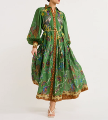 embroidered shirt dress with peacock motif – Edwardx