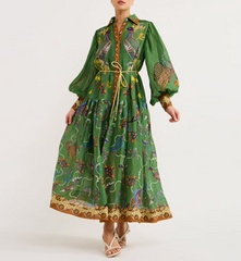 embroidered shirt dress with peacock motif – Edwardx