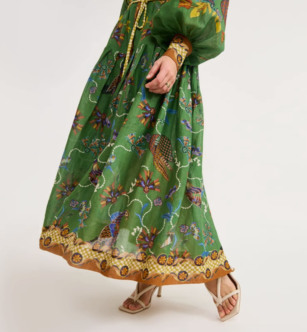 embroidered shirt dress with peacock motif – Edwardx