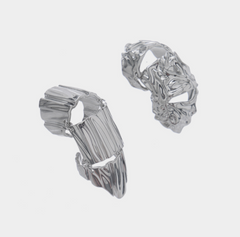 sculpted silver open ring with textured finish –Eilliva