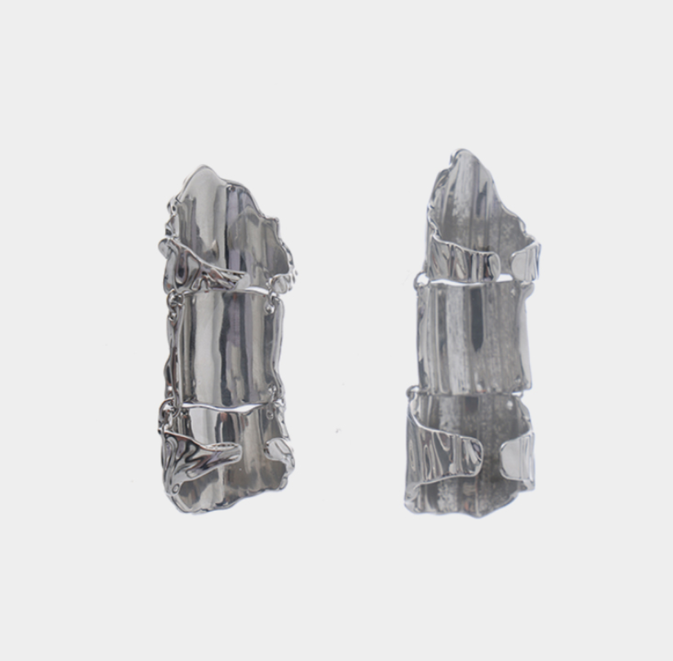 sculpted silver open ring with textured finish –Eilliva