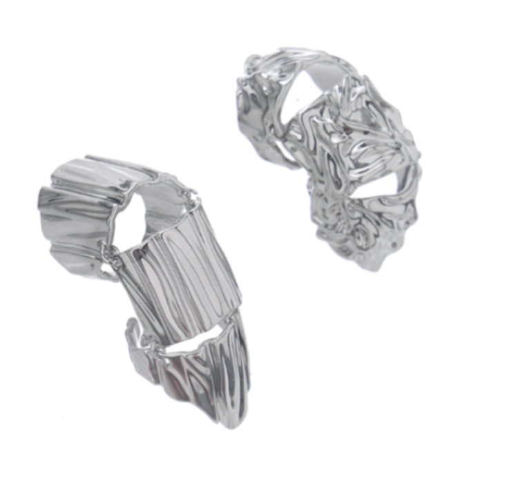 sculpted silver open ring with textured finish –Eilliva