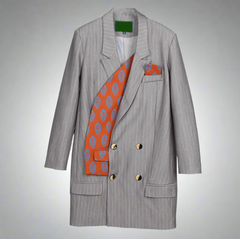 pinstripe double-breasted blazer with contrast printed lining - Svana