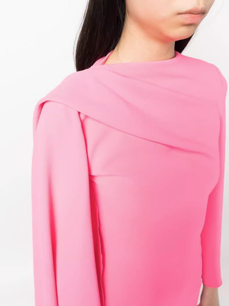 cape-back column gown in hot pink – Sureshi