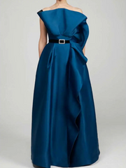 strapless belted gown with sculpted drape – Surena