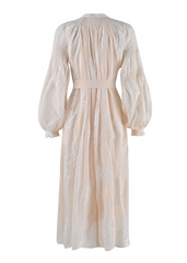 embroidered organza midi dress with puff sleeves – Elsabeth