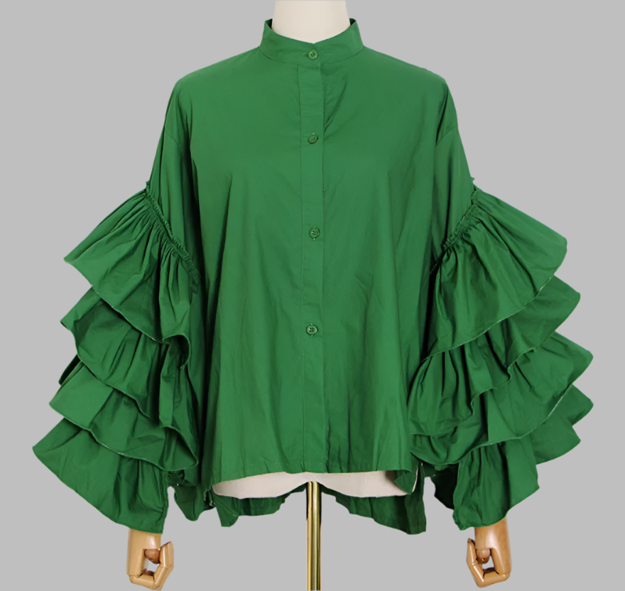 long-sleeve blouse with layered ruffle sleeves - Elspet