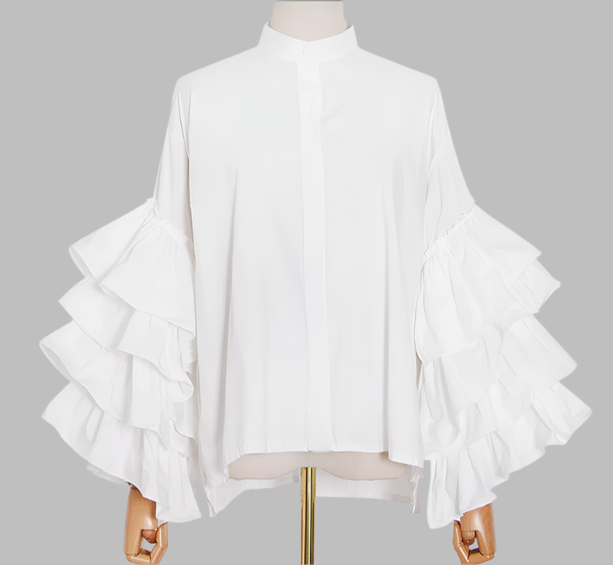 long-sleeve blouse with layered ruffle sleeves - Elspet