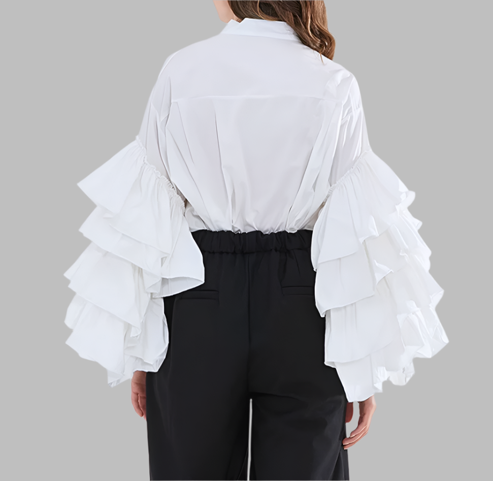long-sleeve blouse with layered ruffle sleeves - Elspet