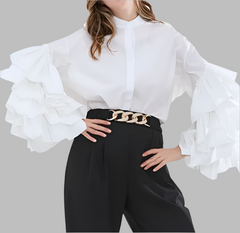long-sleeve blouse with layered ruffle sleeves - Elspet