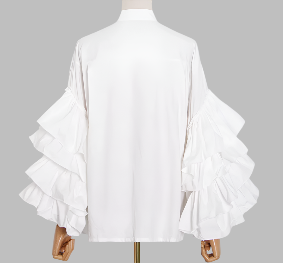 long-sleeve blouse with layered ruffle sleeves - Elspet