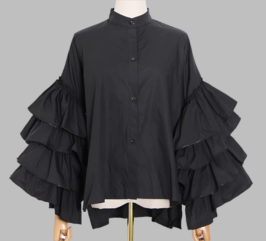 long-sleeve blouse with layered ruffle sleeves - Elspet