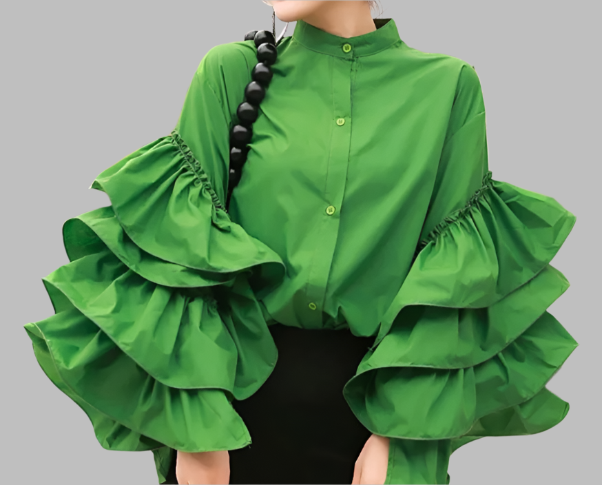 long-sleeve blouse with layered ruffle sleeves - Elspet