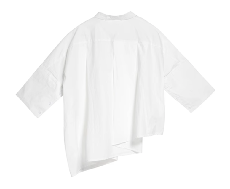 asymmetrical half-sleeve shirt with layered front - Elvisa