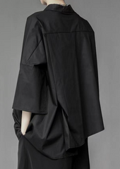 asymmetrical half-sleeve shirt with layered front - Elvisa