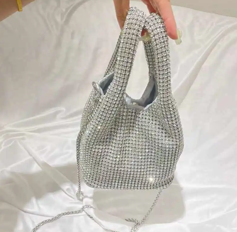 crystal-embellished knotted-handle evening bag - Eromidc