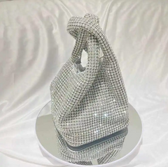 crystal-embellished knotted-handle evening bag - Eromidc