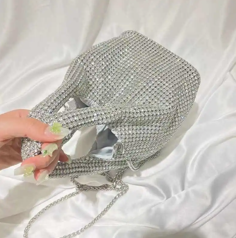 crystal-embellished knotted-handle evening bag - Eromidc