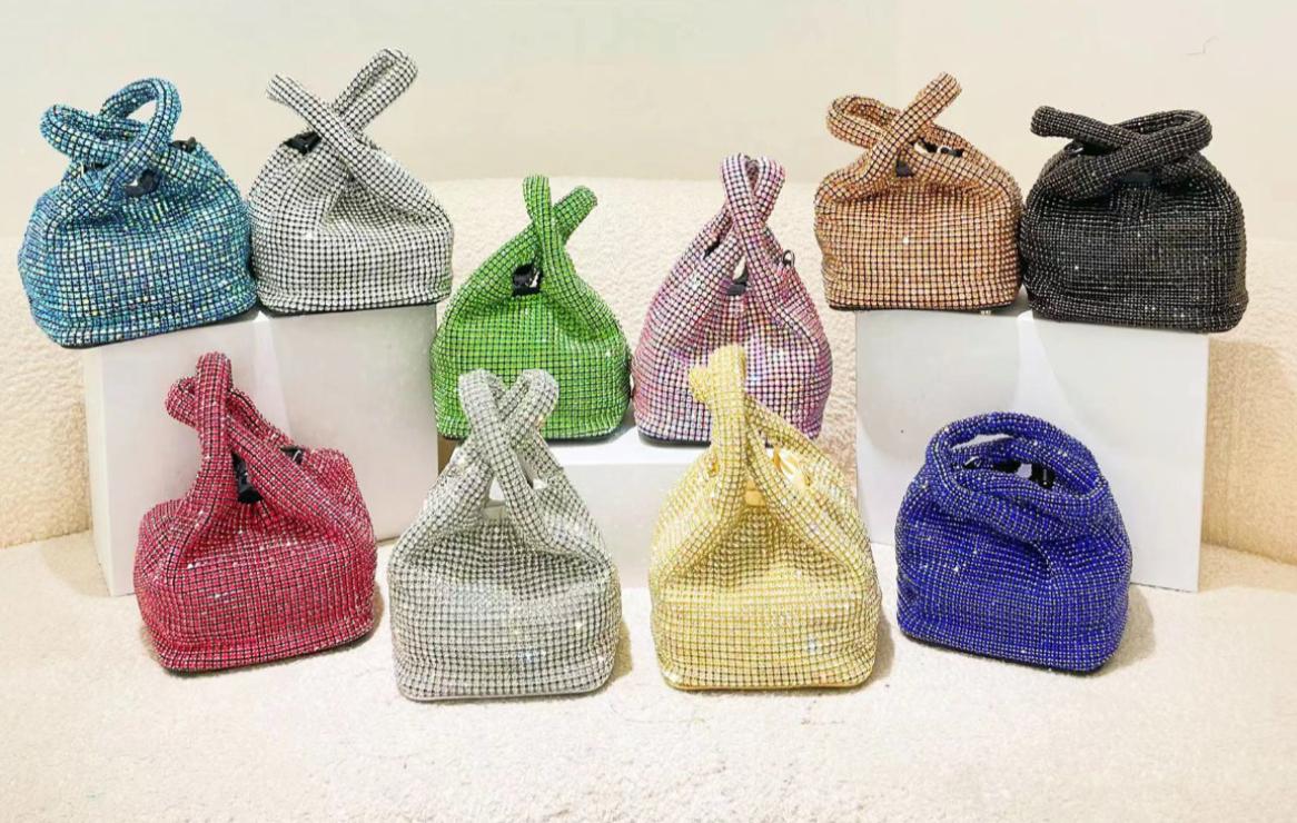 crystal-embellished knotted-handle evening bag - Eromidc