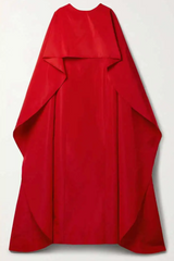 dramatic cape-back gown in crimson – Sujala