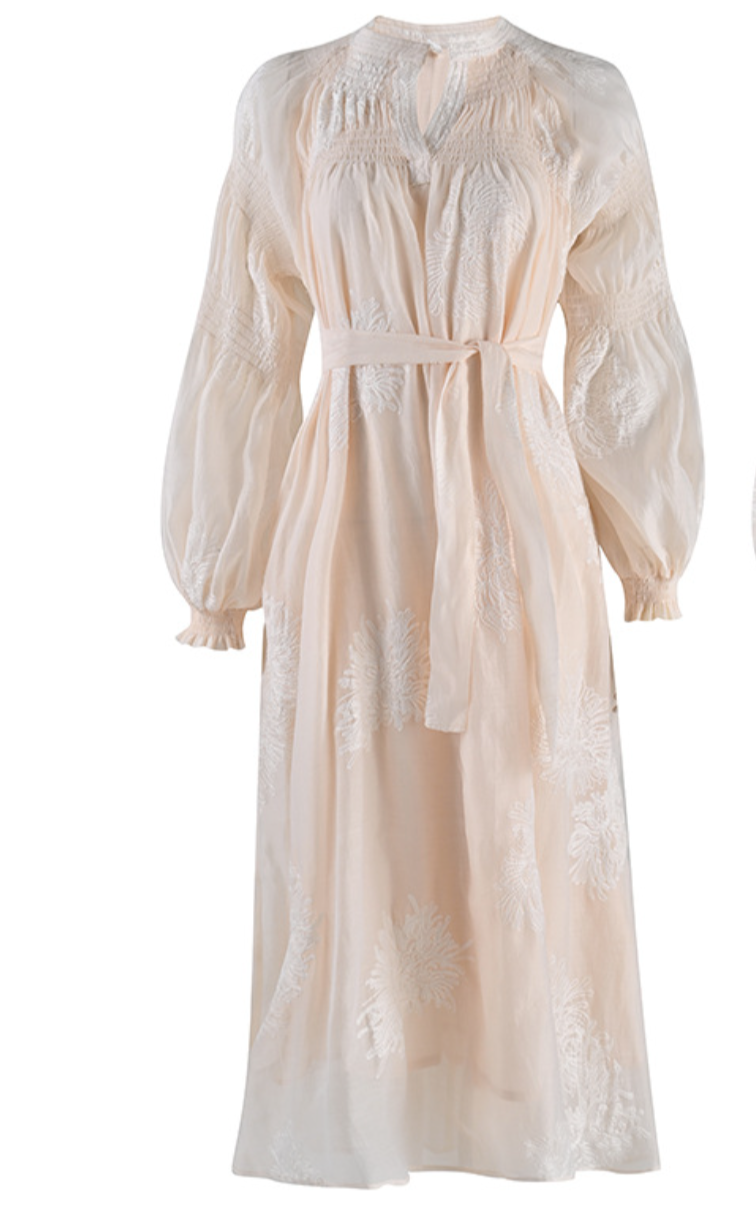 embroidered organza midi dress with puff sleeves – Feeiklig