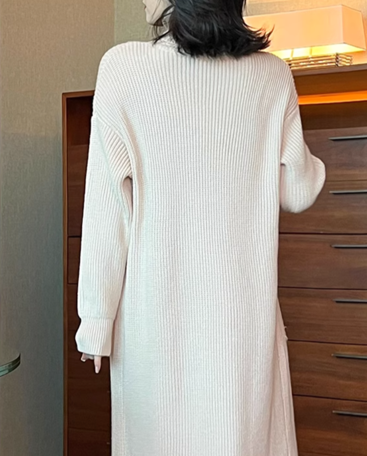layered turtleneck knit dress with pleated skirt – Fansasa