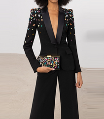 embellished tailored blazer suit with straight-leg pants – Fanckjh
