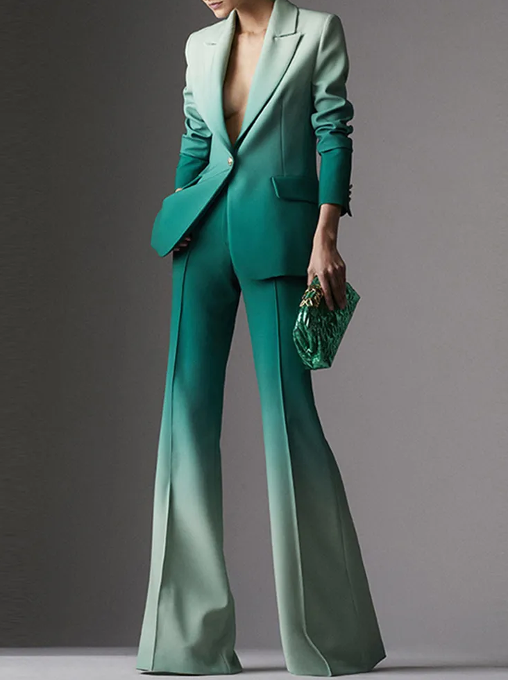 gradient tailored pantsuit with single-breasted blazer – Fannanah