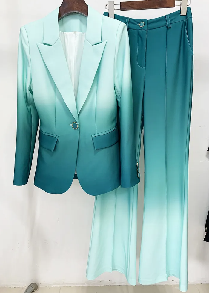 gradient tailored pantsuit with single-breasted blazer – Fannanah