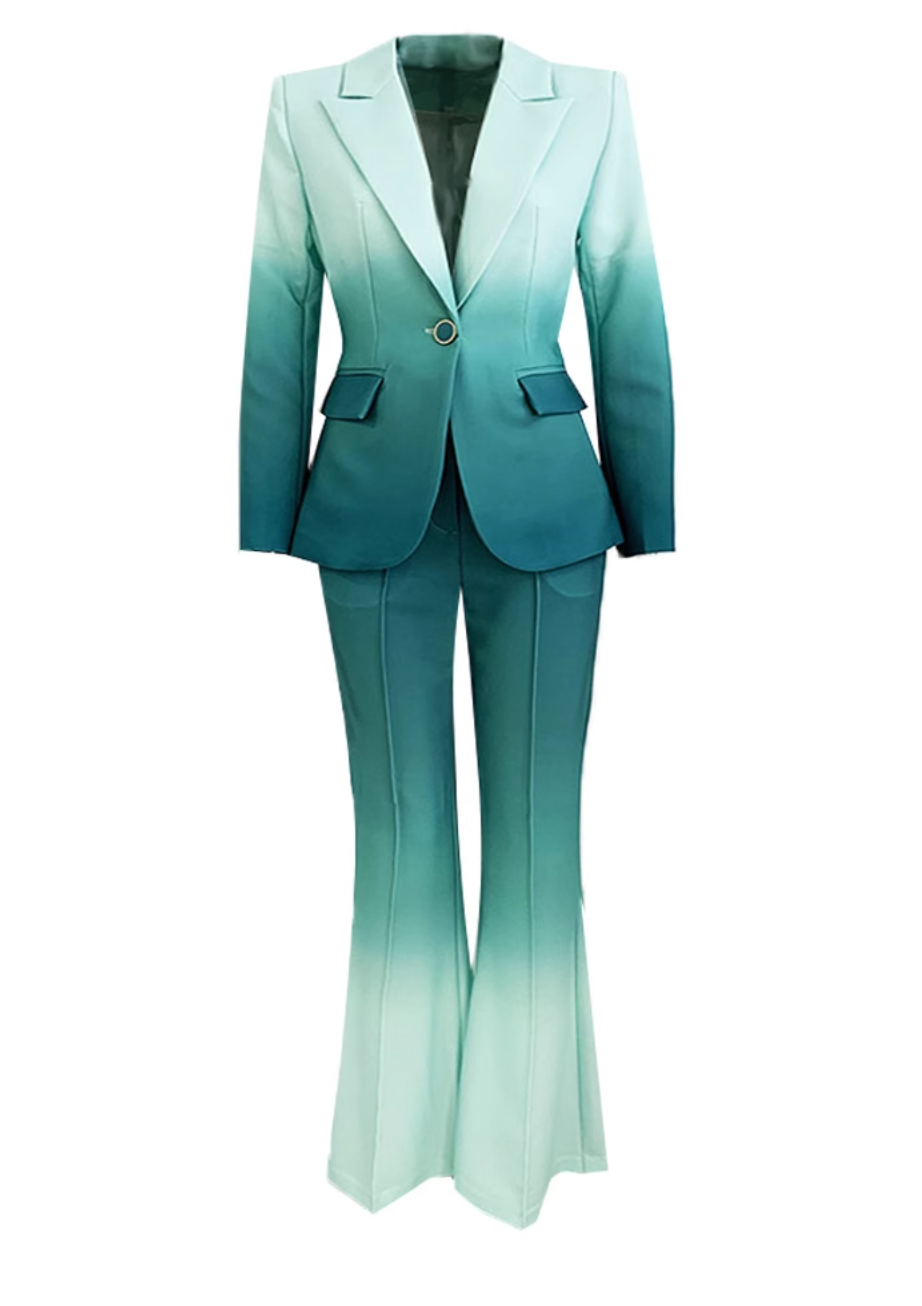 gradient tailored pantsuit with single-breasted blazer – Fannanah